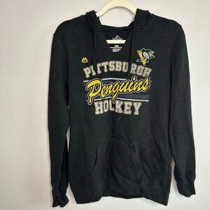 NHL Pittsburgh Penguins Black Yellow Pullover Hoodie Women’s Size Medium
